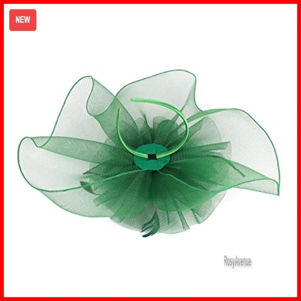 Sinamay Derby Hat with Feather Floral Clip for Wedding Tea Party